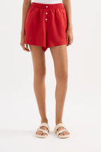LOUNGE STRIPE LINEN SHORT | VERMILLION