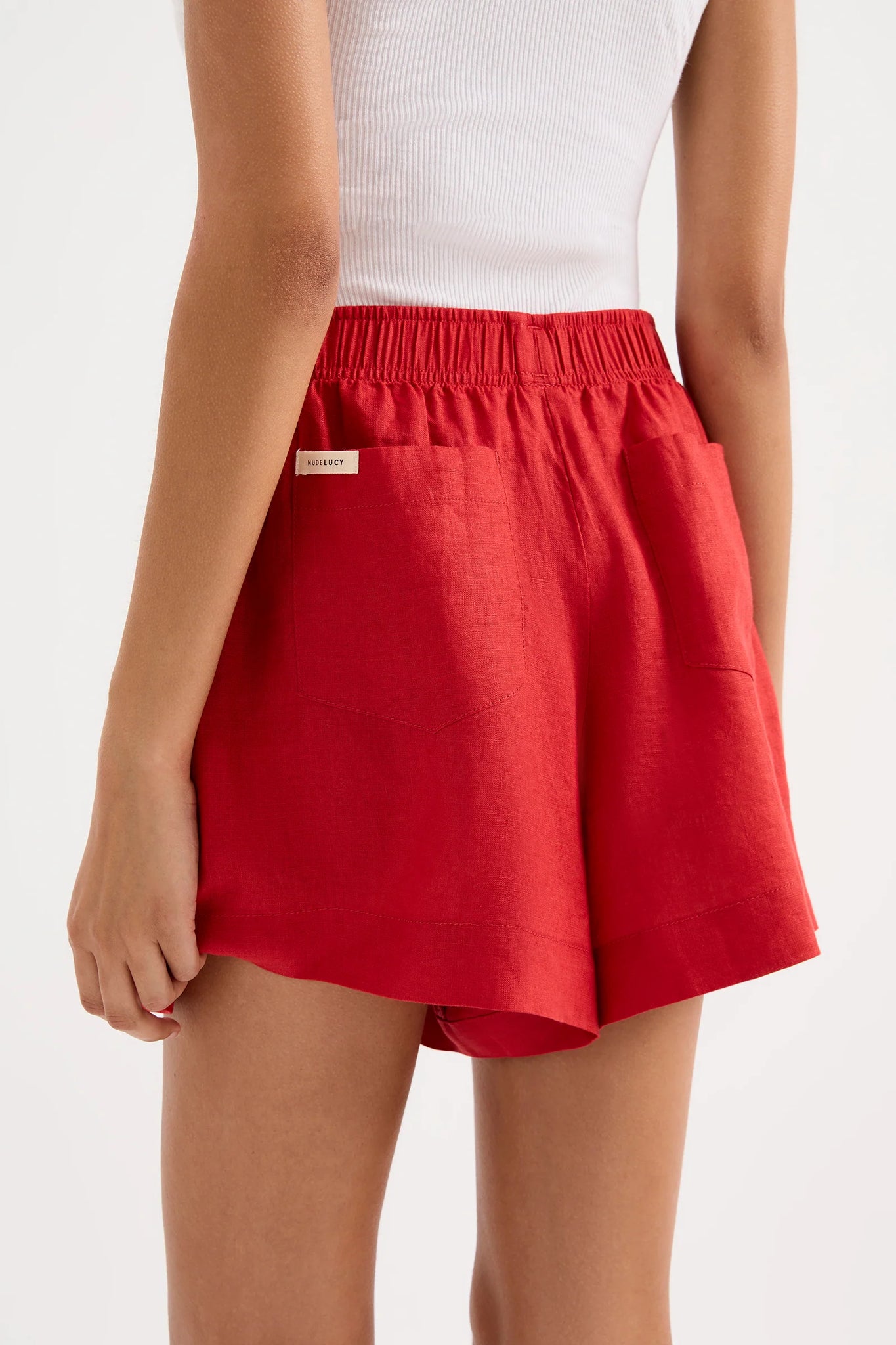 LOUNGE STRIPE LINEN SHORT | VERMILLION
