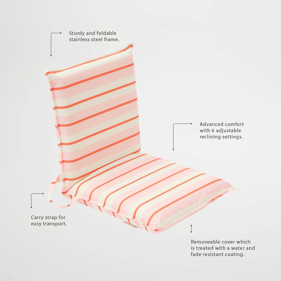 FOLDING BEACH SEAT SUMMER STRIPE | STRAWBERRY SORBET