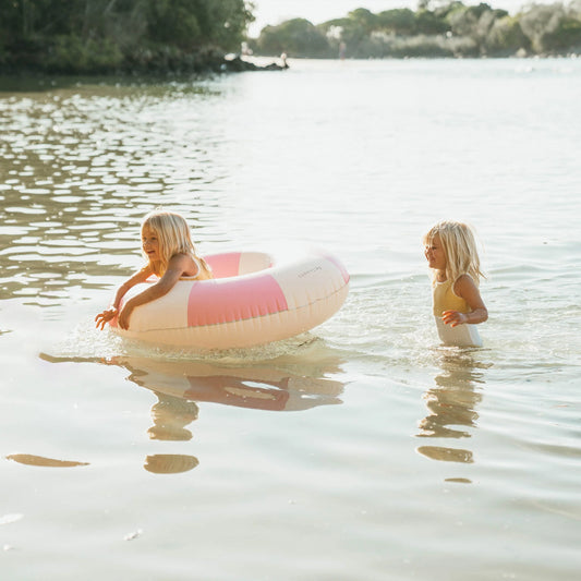 TUBE POOL RING | BUBBLEGUM PINK STRIPE