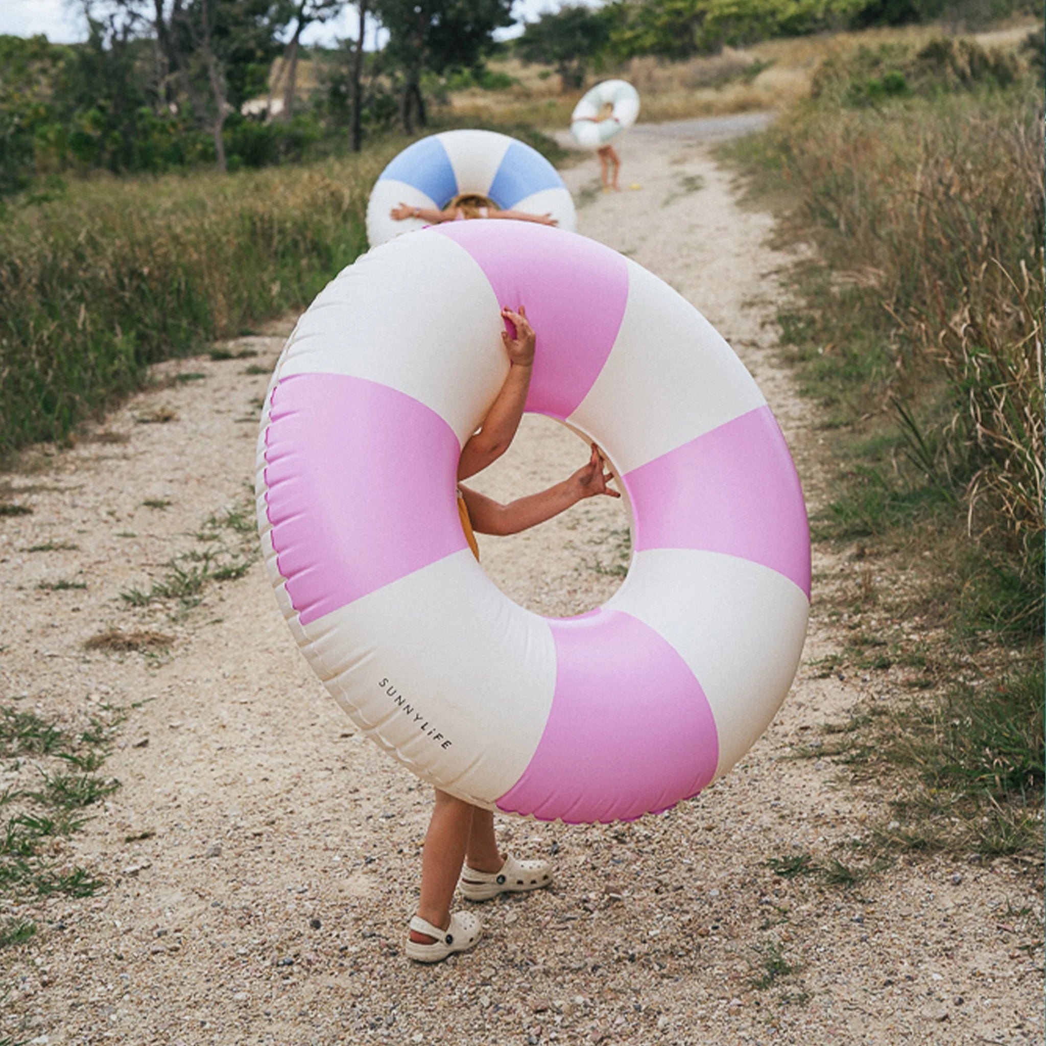 TUBE POOL RING | BUBBLEGUM PINK STRIPE