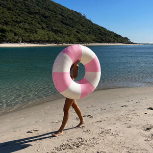 TUBE POOL RING | BUBBLEGUM PINK STRIPE