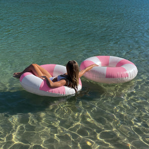 TUBE POOL RING | BUBBLEGUM PINK STRIPE