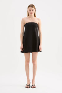 ELYSE LINEN MINI DRESS | BLACK