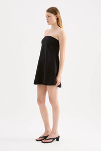 ELYSE LINEN MINI DRESS | BLACK