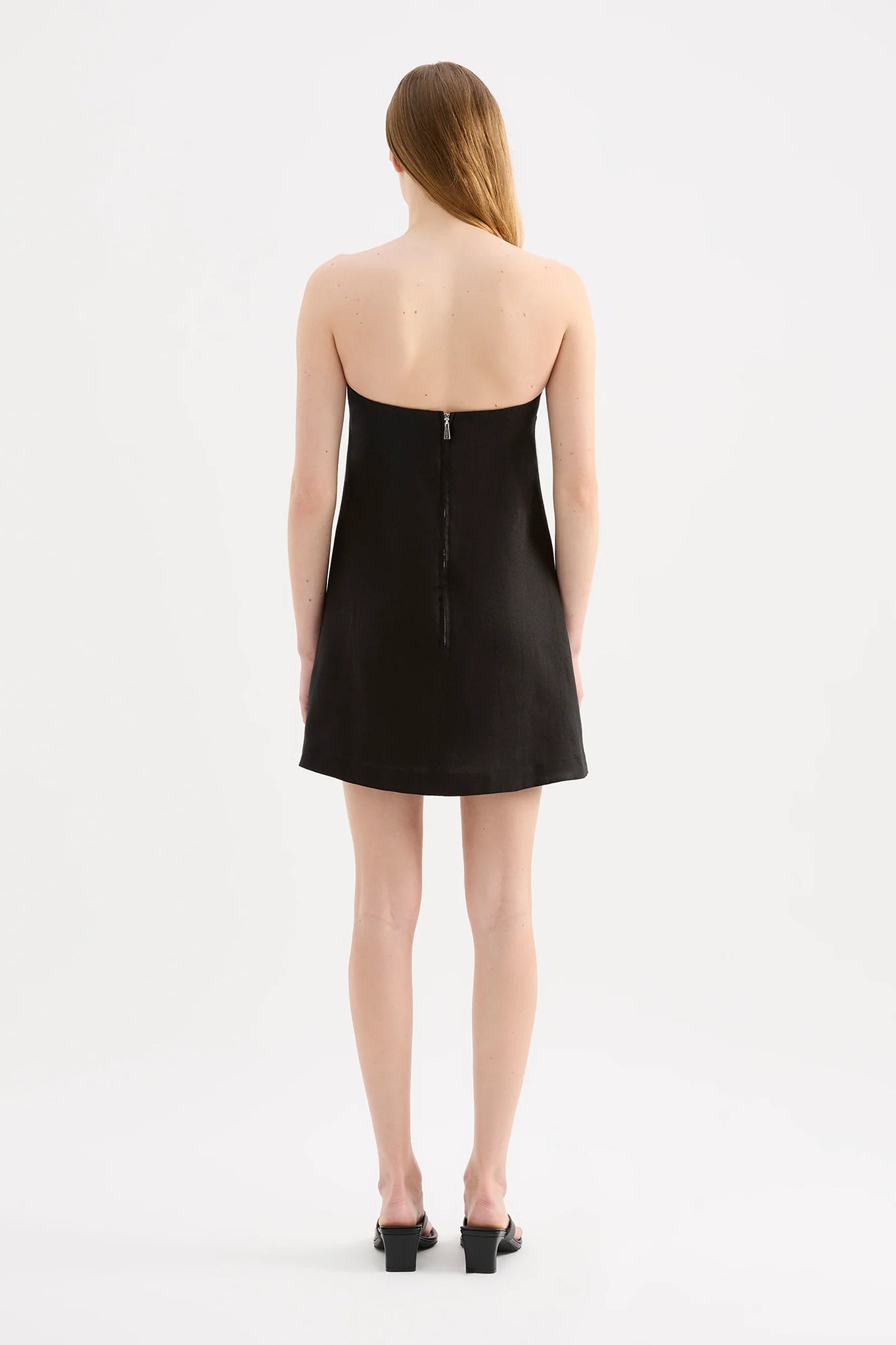 ELYSE LINEN MINI DRESS | BLACK