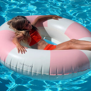 LUXE TUBE POOL RING | STOLE MY HEART PINK STRIPE
