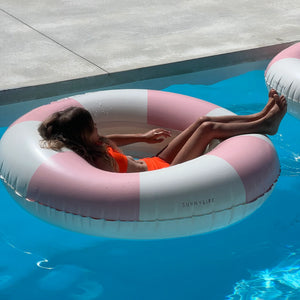 LUXE TUBE POOL RING | STOLE MY HEART PINK STRIPE