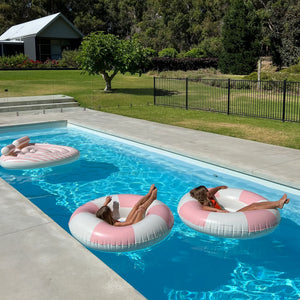 LUXE TUBE POOL RING | STOLE MY HEART PINK STRIPE