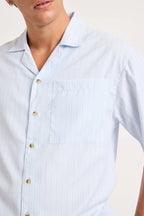 Rollas Business Stripe Bowler Shirt Light Blue