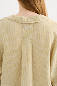 LOUNGE STRIPE LINEN SHIRT | MOSS STRIPE