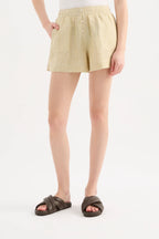 LOUNGE STRIPE LINEN SHORT | MOSS STRIPE