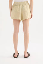 LOUNGE STRIPE LINEN SHORT | MOSS STRIPE