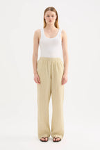 LOUNGE STRIPE LINEN PANT | MOSS STRIPE