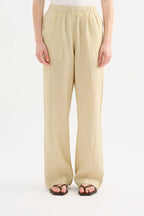 LOUNGE STRIPE LINEN PANT | MOSS STRIPE