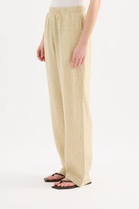 LOUNGE STRIPE LINEN PANT | MOSS STRIPE