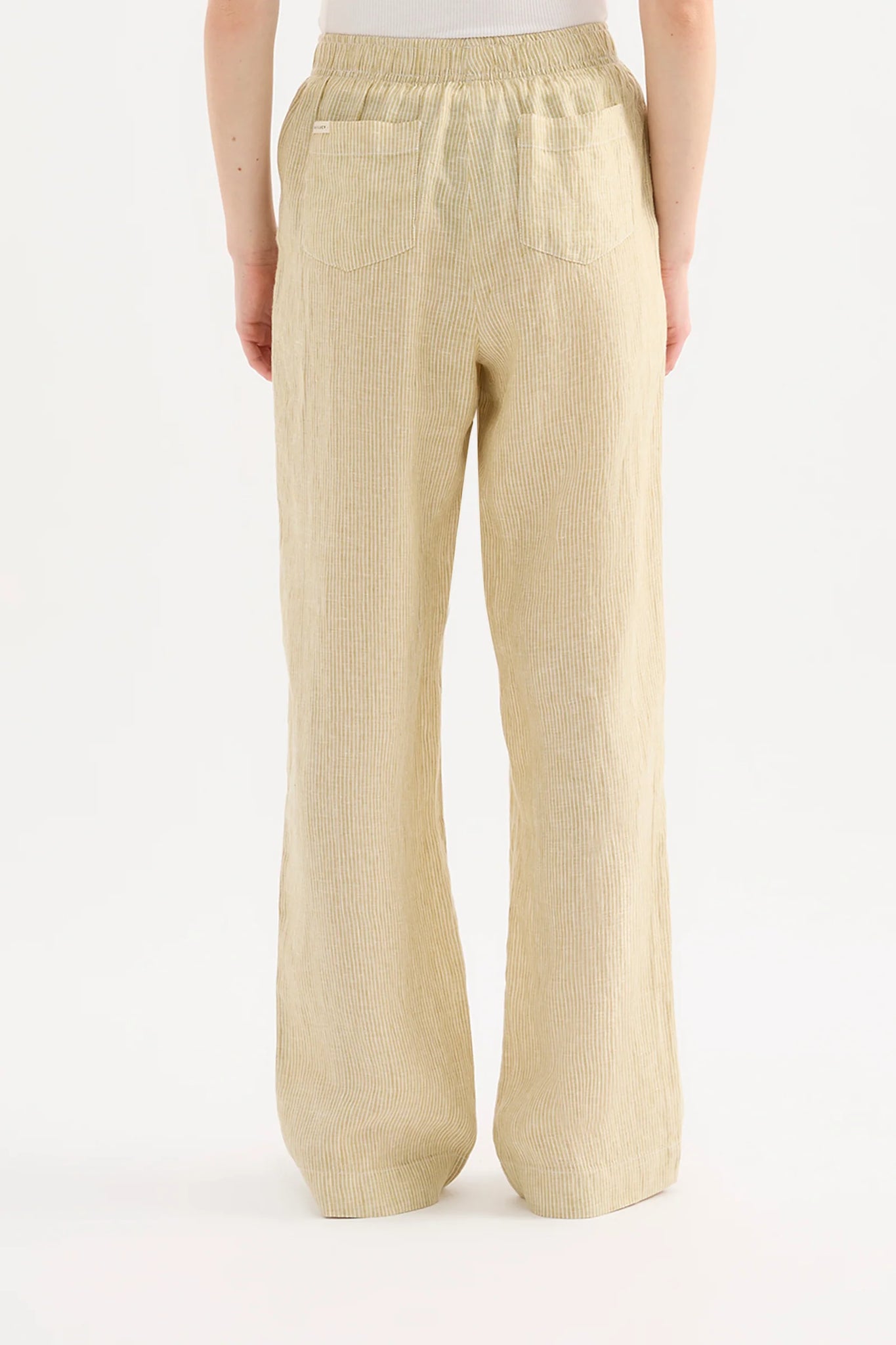 LOUNGE STRIPE LINEN PANT | MOSS STRIPE