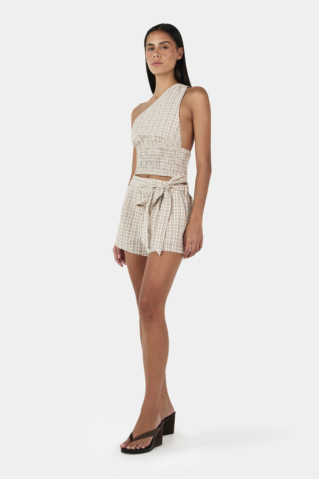 SAMMY ASYM TOP | BEIGE TARTAN