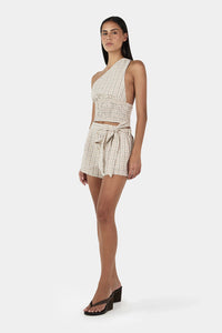 SAMMY ASYM TOP | BEIGE TARTAN