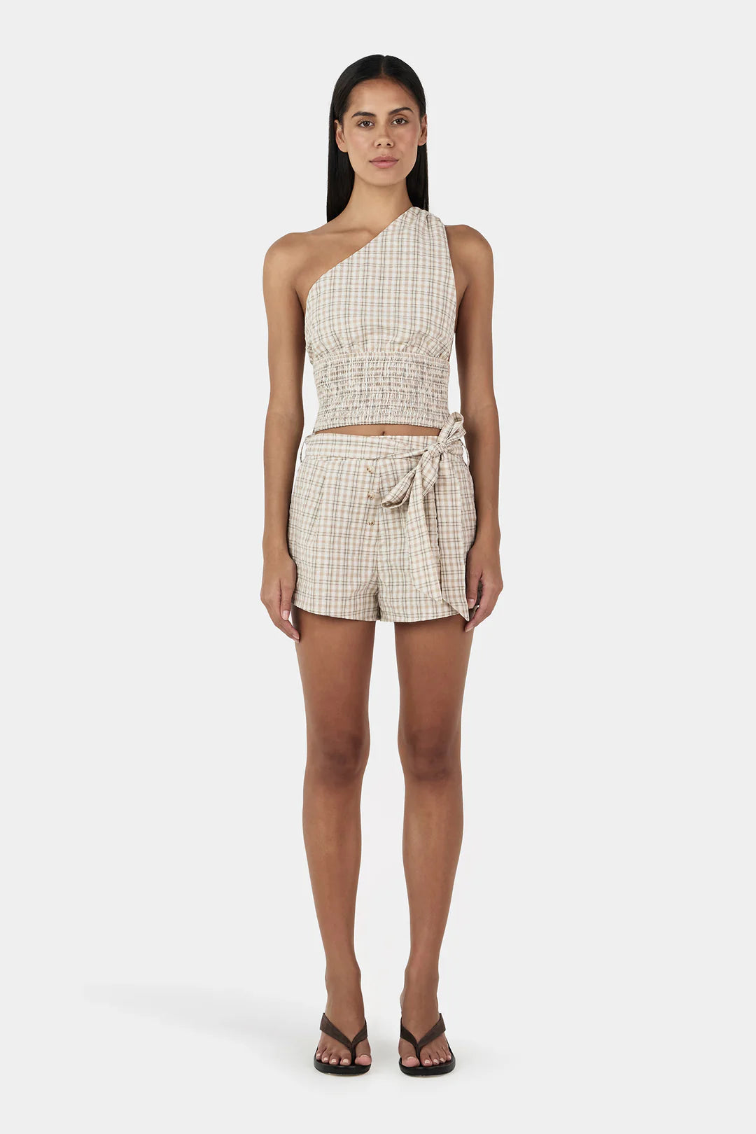 SAMMY ASYM TOP | BEIGE TARTAN