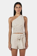 SAMMY ASYM TOP | BEIGE TARTAN