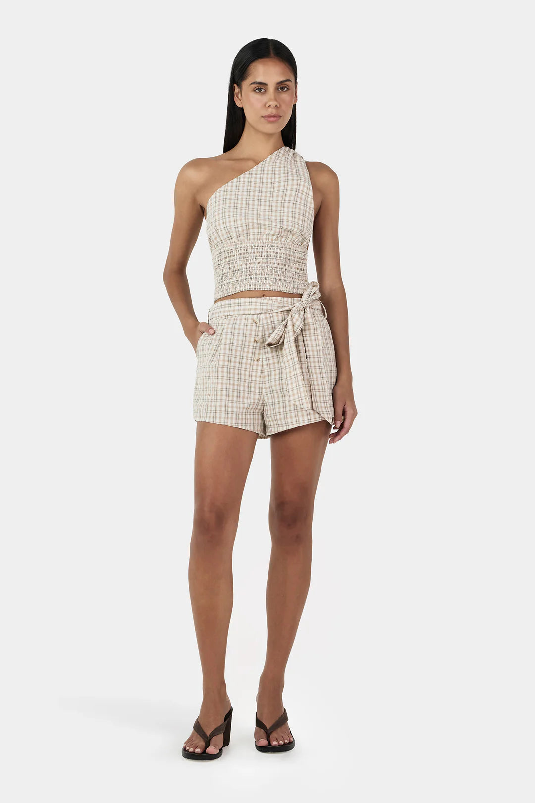 SAMMY ASYM TOP | BEIGE TARTAN