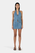 NIKITA STUDDED MICRO SKORT | DENIM BLUE