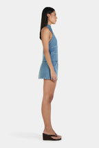 SELMA STUDDED TOP | DENIM BLUE