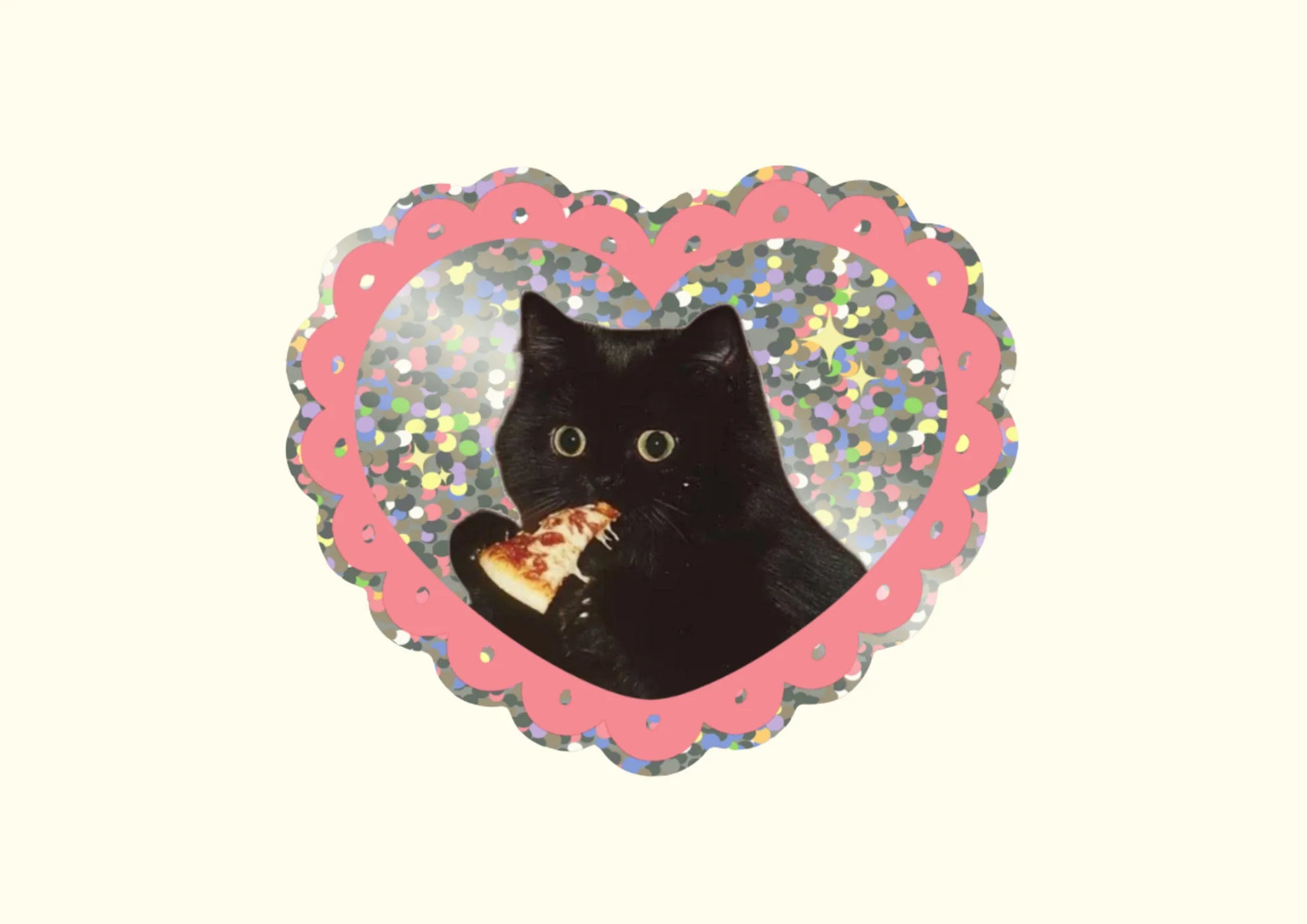 PIZZA CAT GLITTER VINYL STICKER