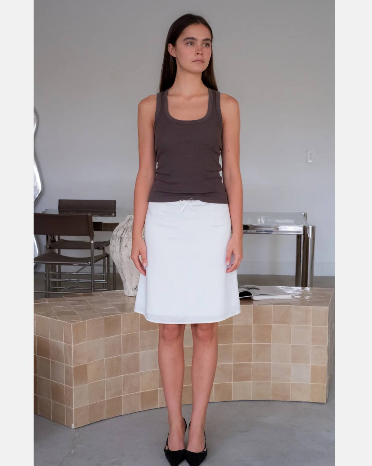 Mavis & Noah The Slip Skirt White