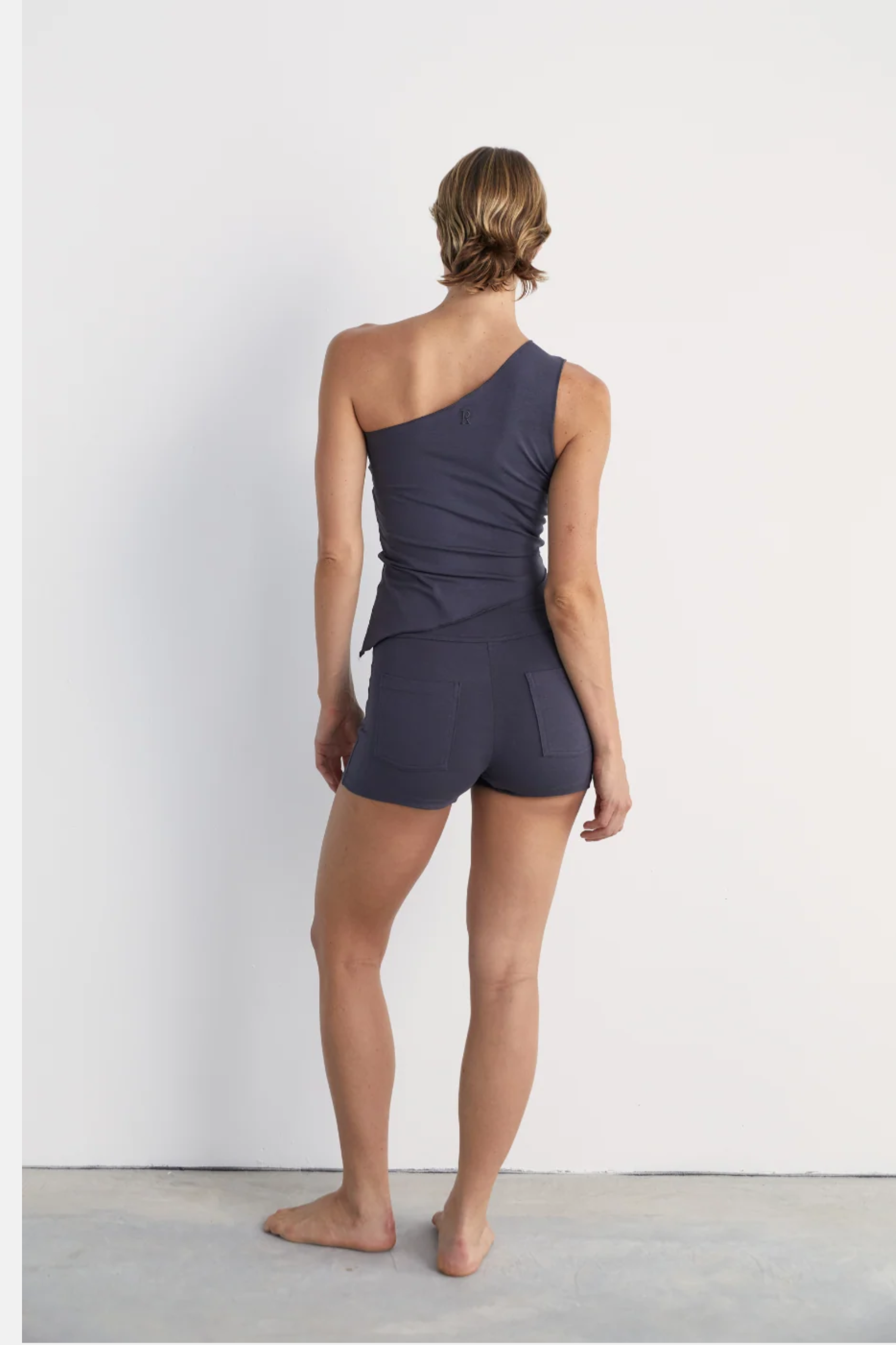 Pinky & Kamal One Shoulder Asym Hem Tank Slate