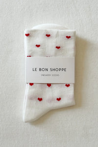 SNEAKER SOCKS | HEART | WHITE/RED