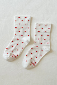 SNEAKER SOCKS | HEART | WHITE/RED