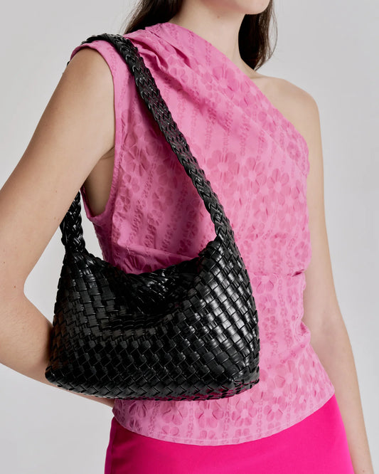 LUCA MINI WOVEN SHOULDER BAG | BLACK