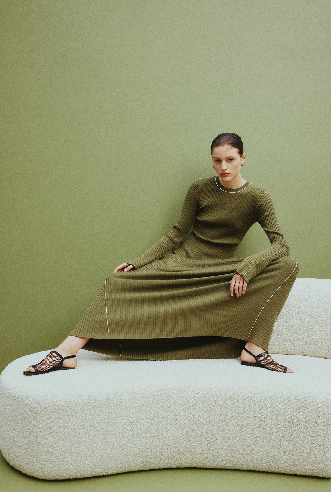 GAIA KNIT MAXI DRESS | OLIVE