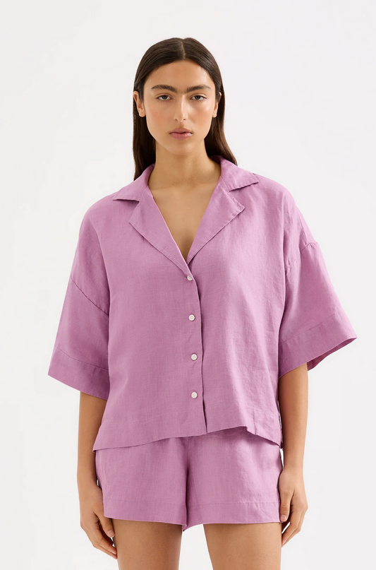 LOUNGE LINEN SHIRT | GRAPE