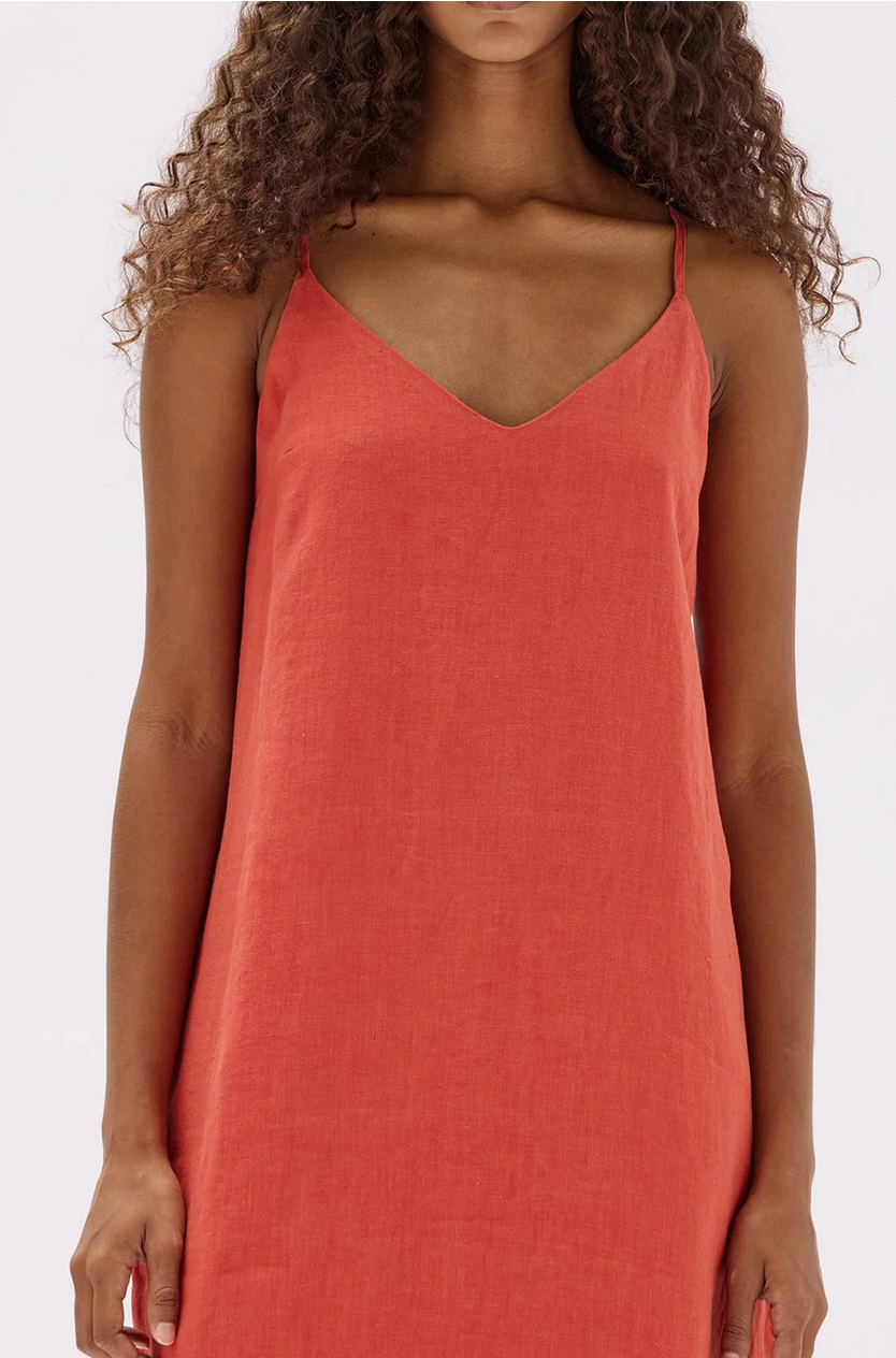 VALLORY LINEN SLIP DRESS | PAPAYA