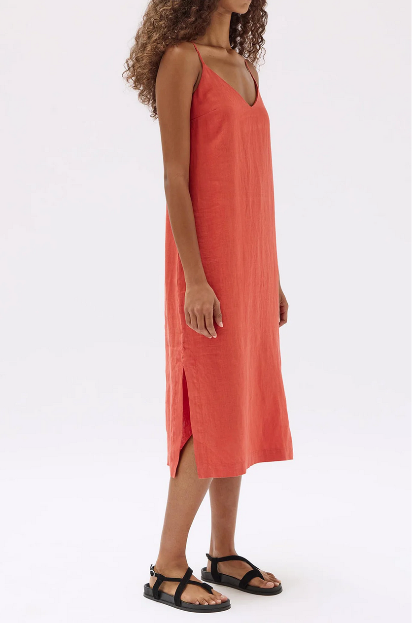 VALLORY LINEN SLIP DRESS | PAPAYA