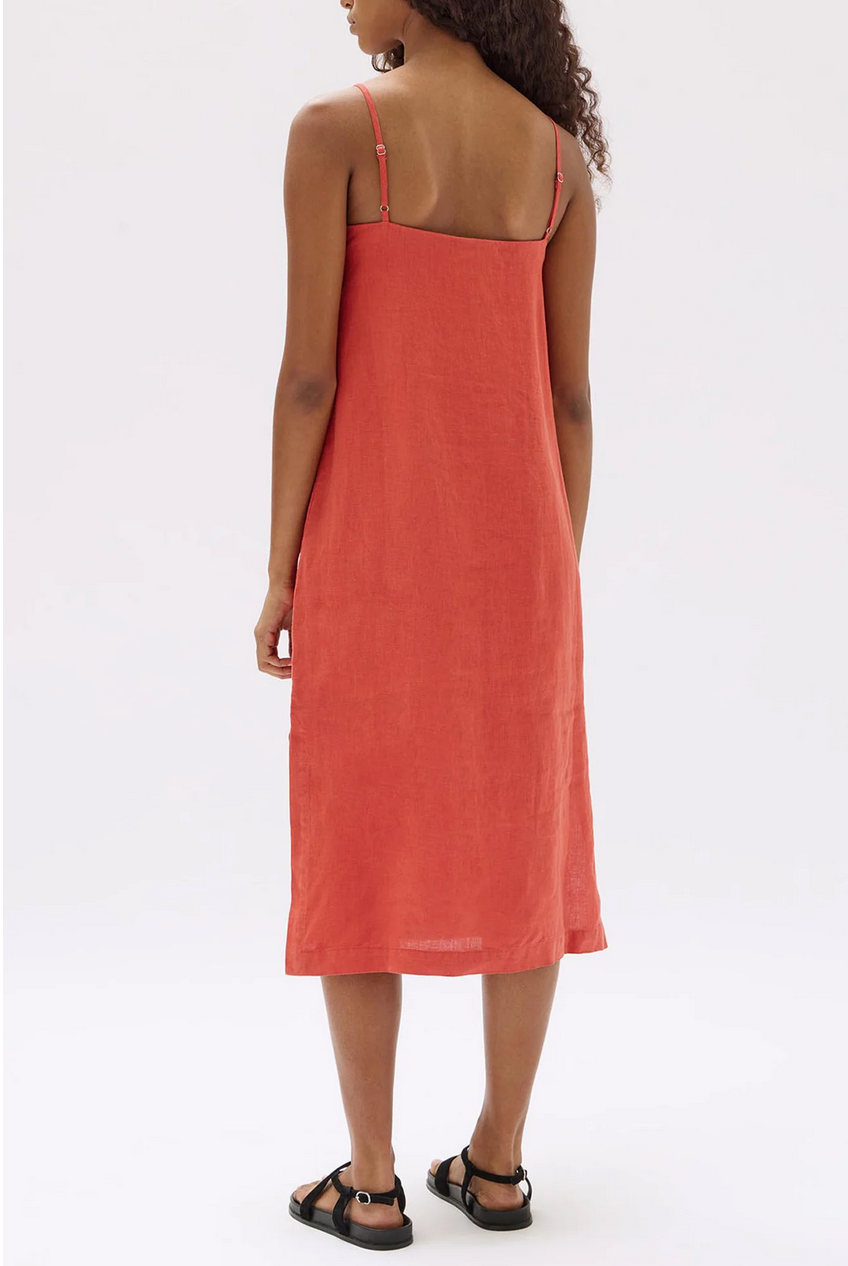 VALLORY LINEN SLIP DRESS | PAPAYA