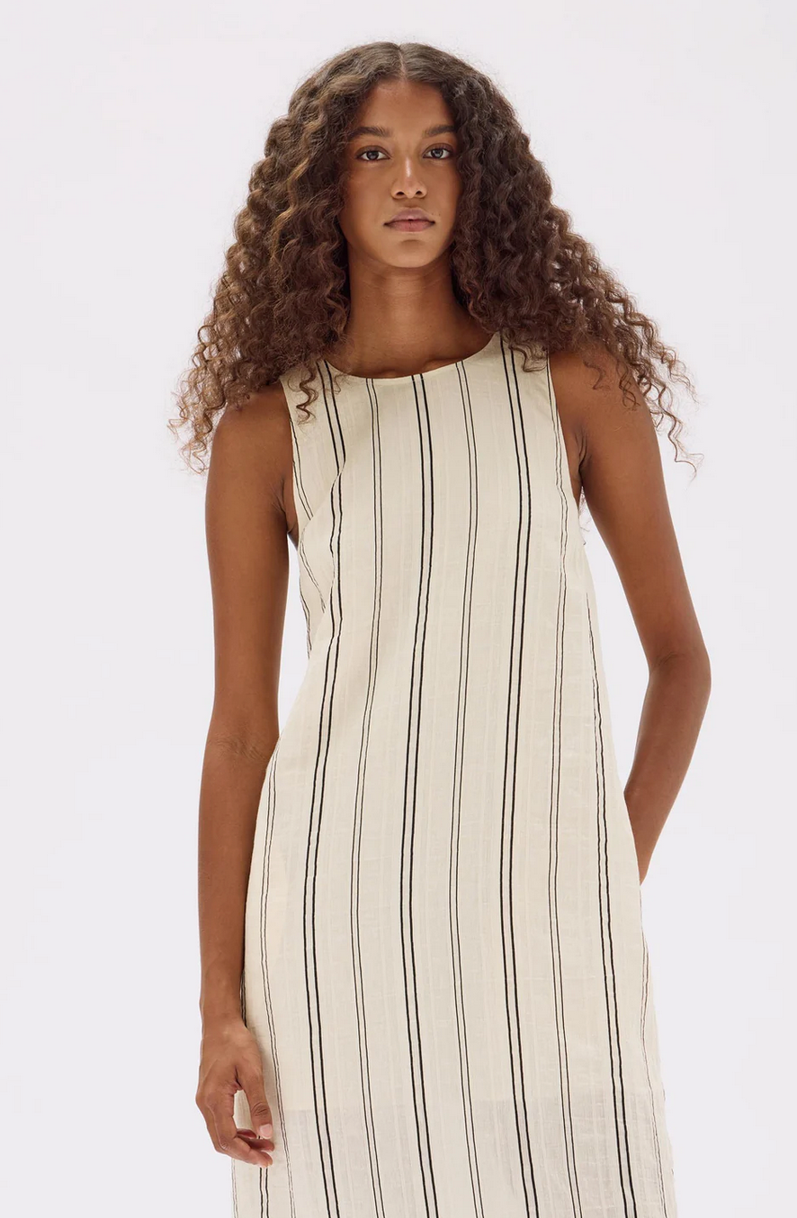 MILOS STRIPE MAXI DRESS | CREAM/BLACK