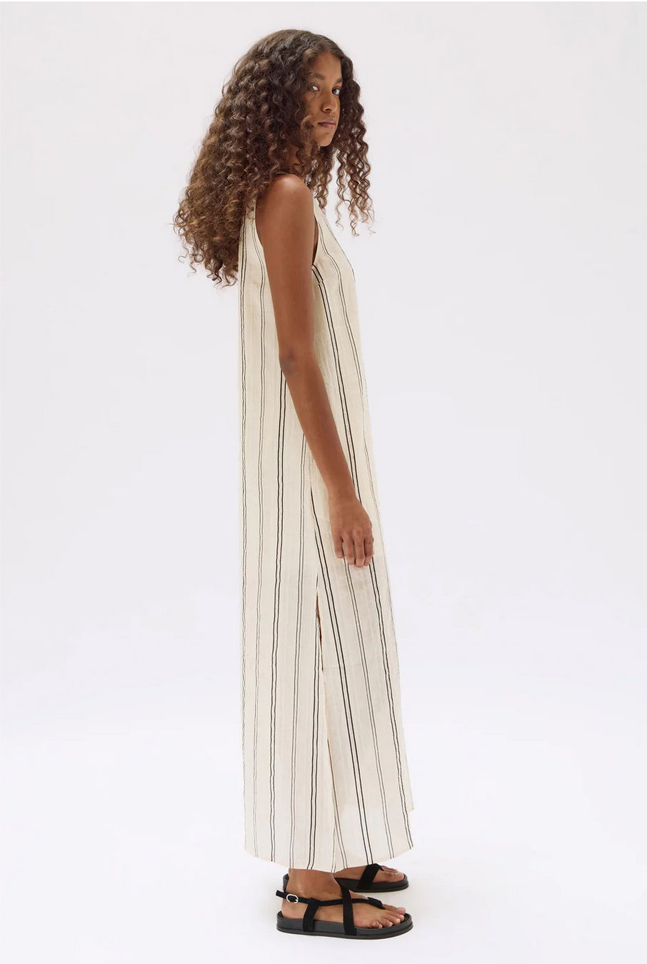 MILOS STRIPE MAXI DRESS | CREAM/BLACK