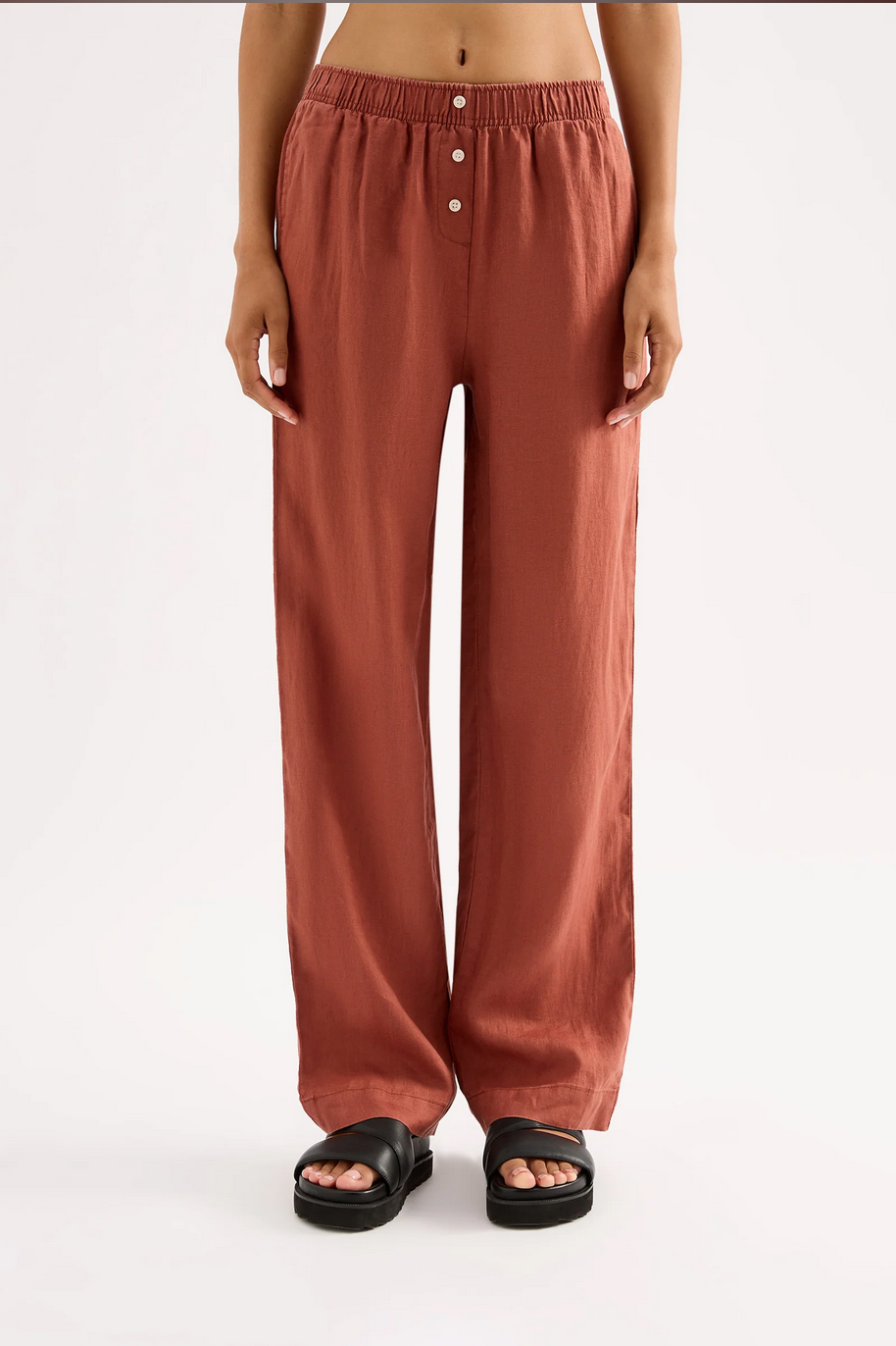 LOUNGE LINEN PANTS | RUST