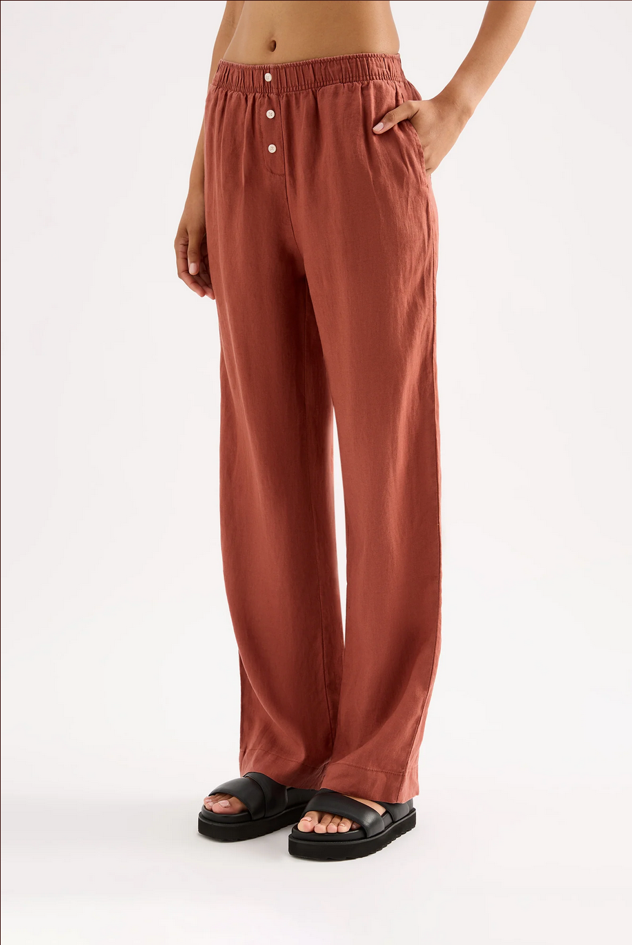 LOUNGE LINEN PANTS | RUST