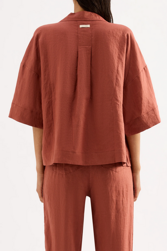 LOUNGE LINEN SHIRT | RUST