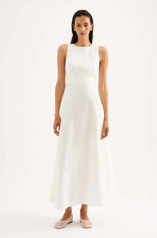 GAEL LINEN MAXI DRESS | WHITE