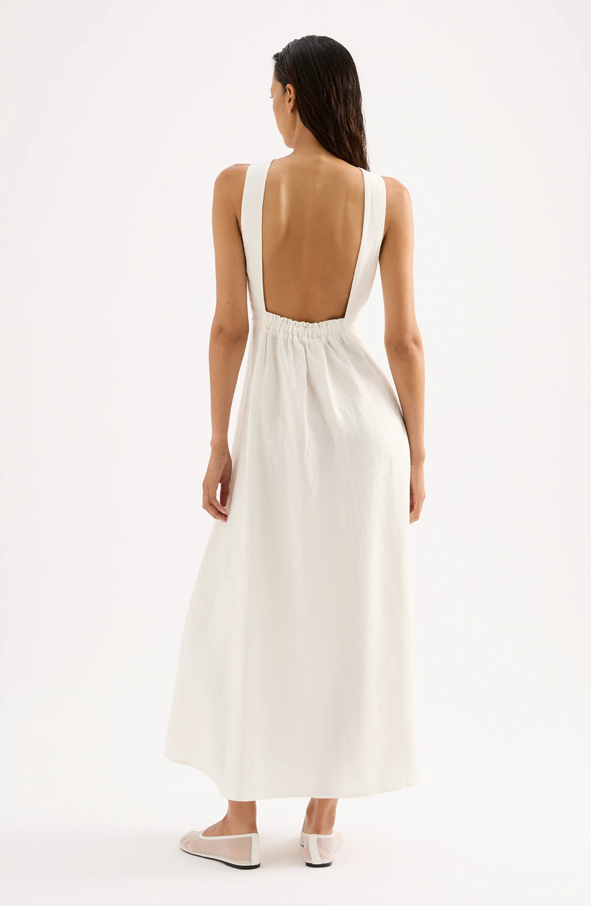 GAEL LINEN MAXI DRESS | WHITE