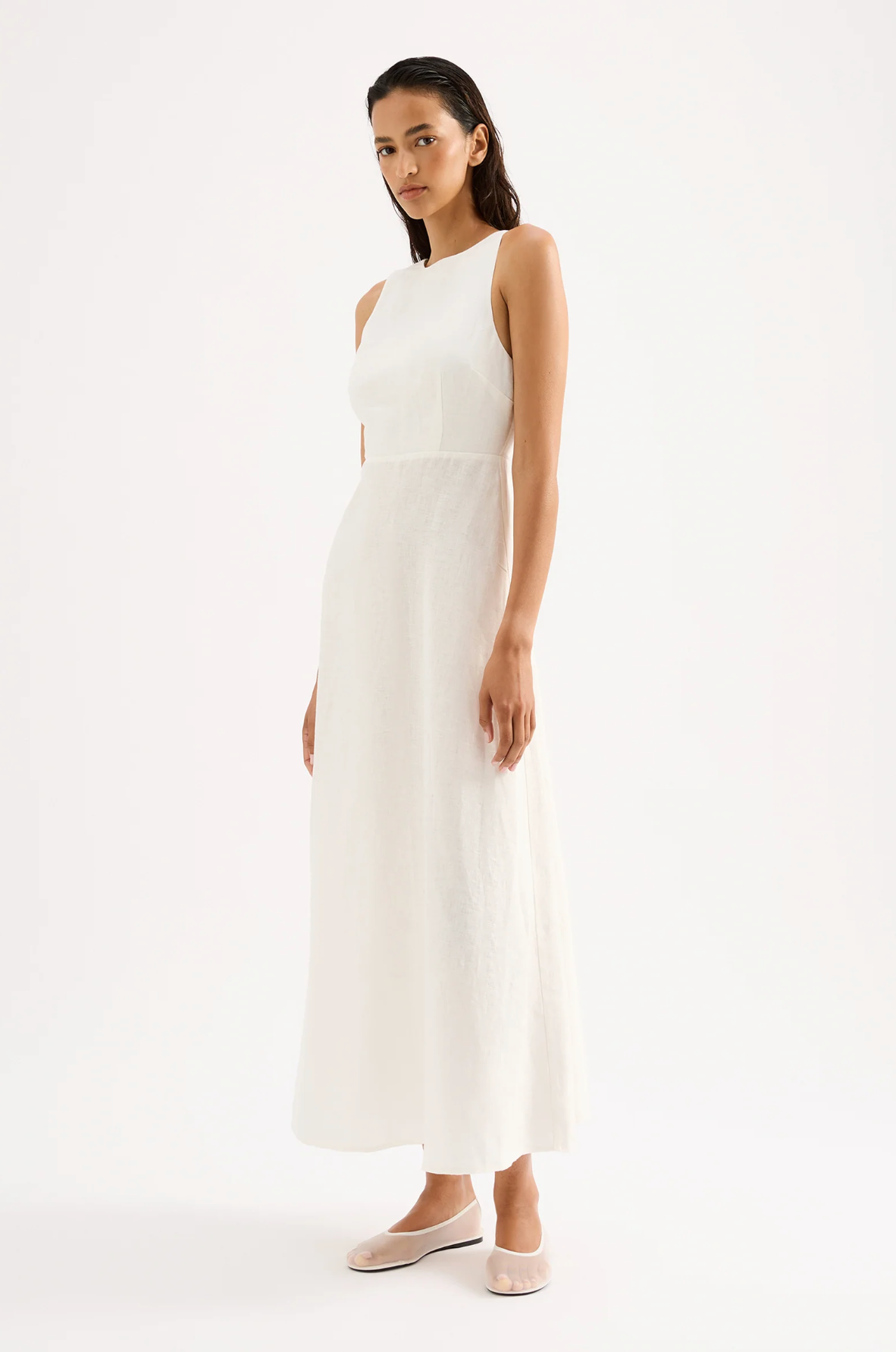 GAEL LINEN MAXI DRESS | WHITE