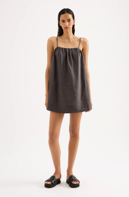 LOUNGE LINEN DRESS | COAL