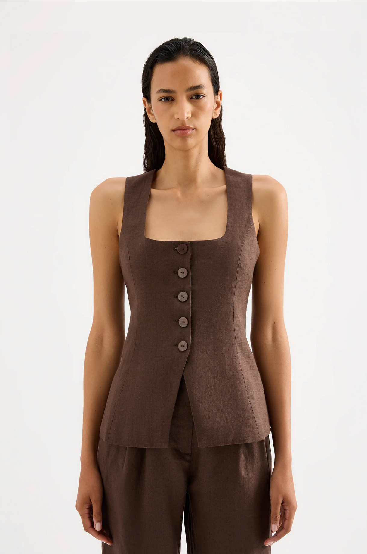 CLIO LINEN VEST | CLOVE