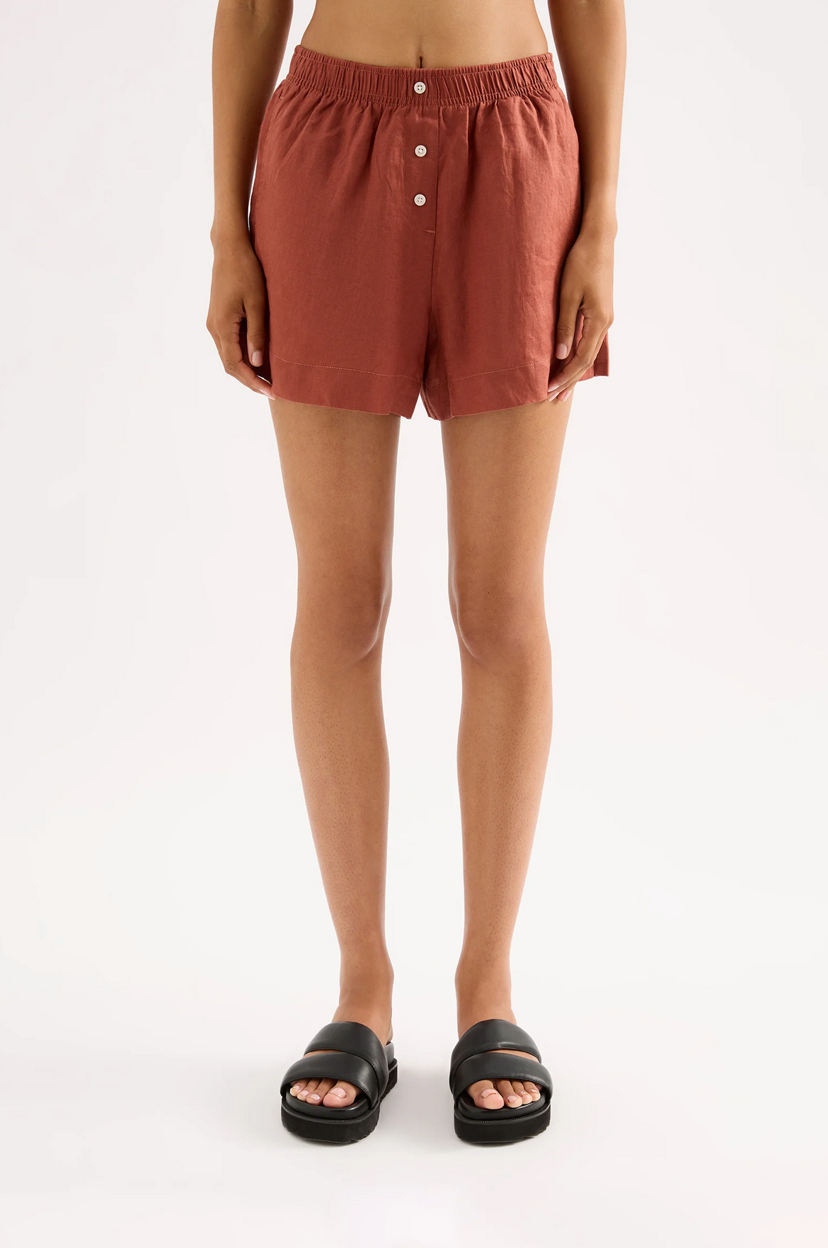 LOUNGE LINEN SHORTS | RUST